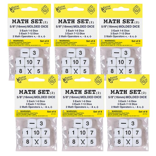 Koplow Games Whole Number Dice Set, 6 Packs of 8